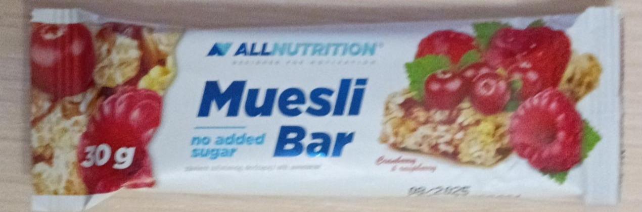 Zdjęcia - Muesli Bar no added sugar Cranberry & Raspberry Allnutrition