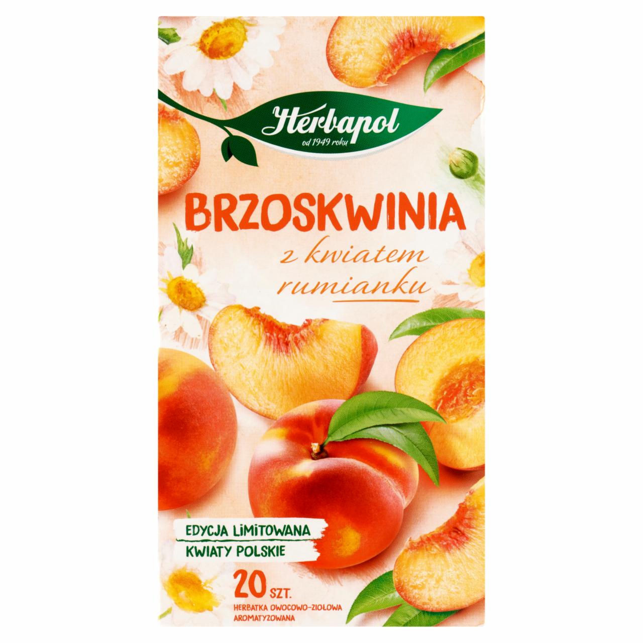 Zdjęcia - Herbapol Herbata brzoskwiniowa z kwiatem rumianku 46 g (20 x 2,3 g)