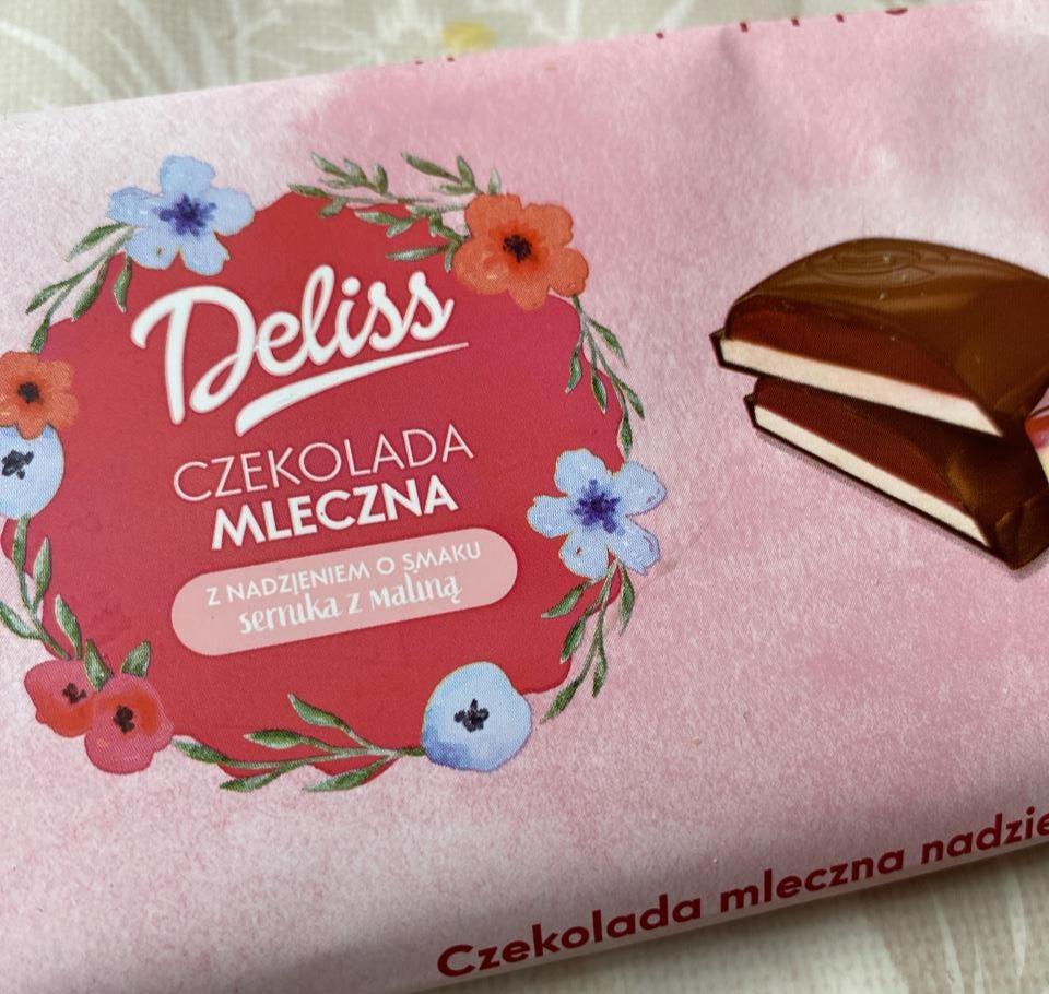 Zdjęcia - Czekolada mleczna z nadzieniem o smaku sernika z maliną Deliss