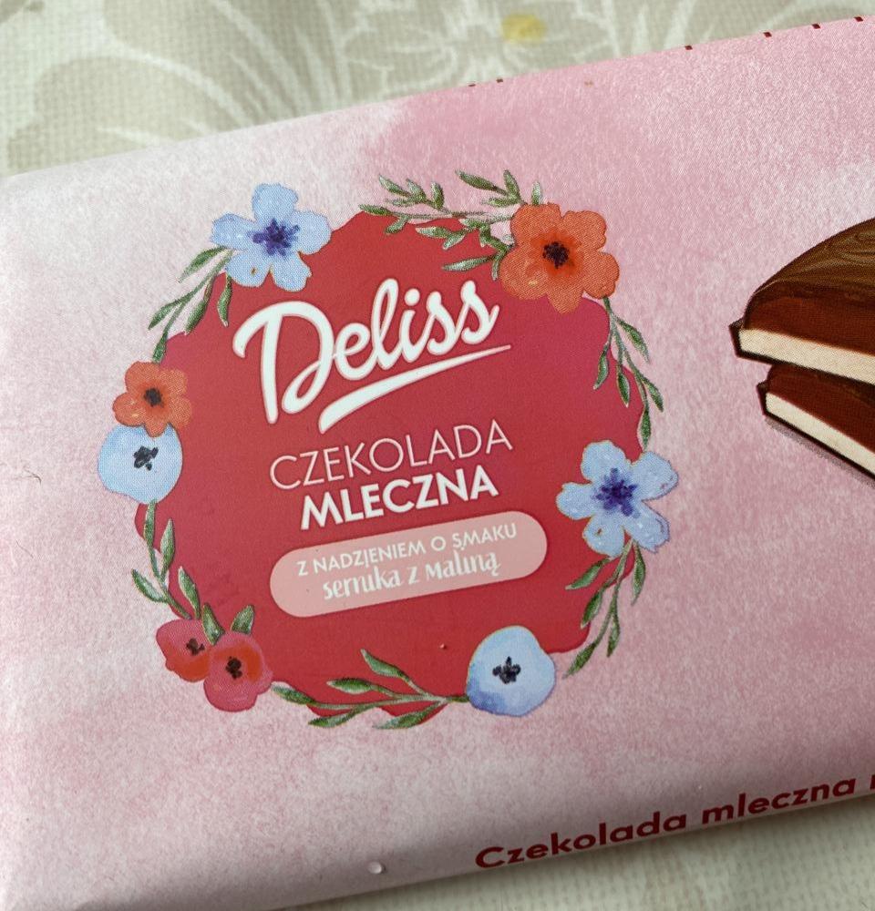 Zdjęcia - Czekolada mleczna z nadzieniem o smaku sernika z maliną Deliss