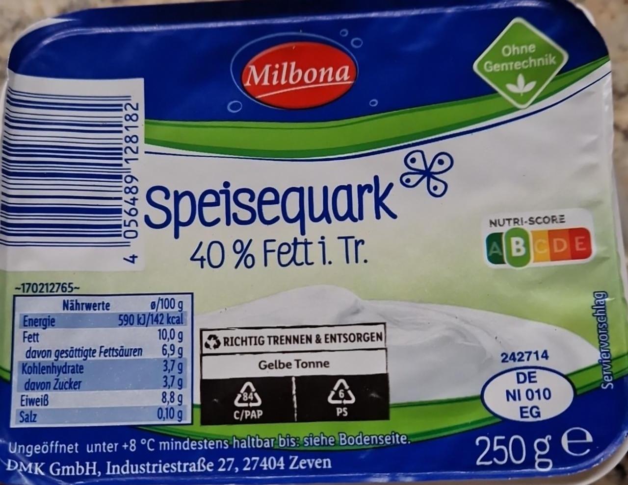 Zdjęcia - Speisequark 40% fett Milbona