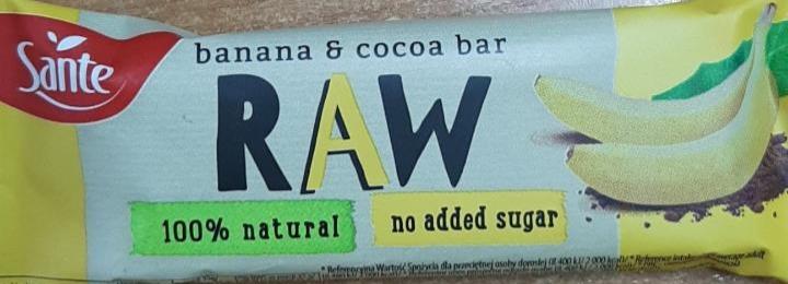 Zdjęcia - Raw Baton owocowy z bananem i kakao Sante