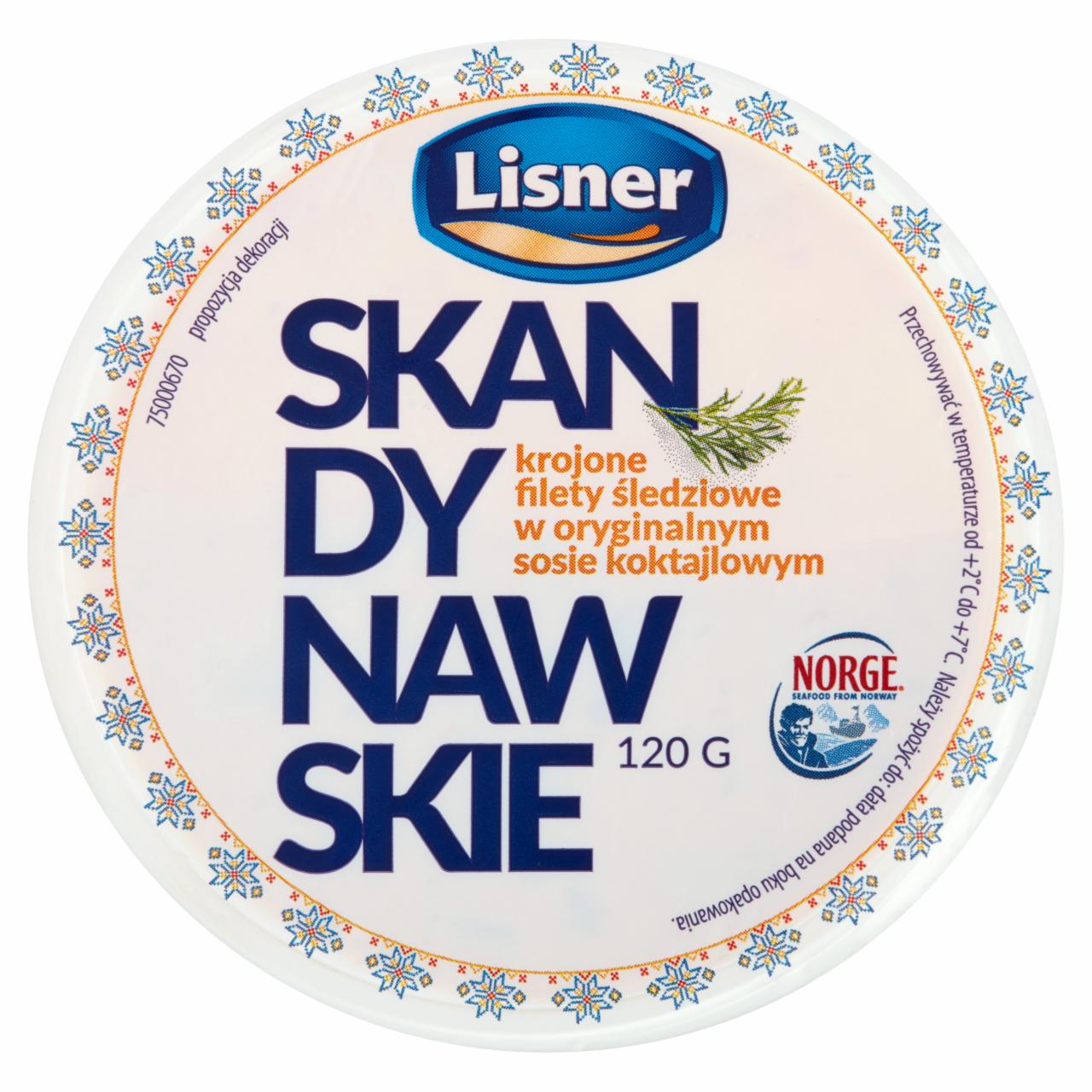 Zdjęcia - Lisner Skandynawskie Krojone filety śledziowe w oryginalnym sosie koktajlowym 120 g