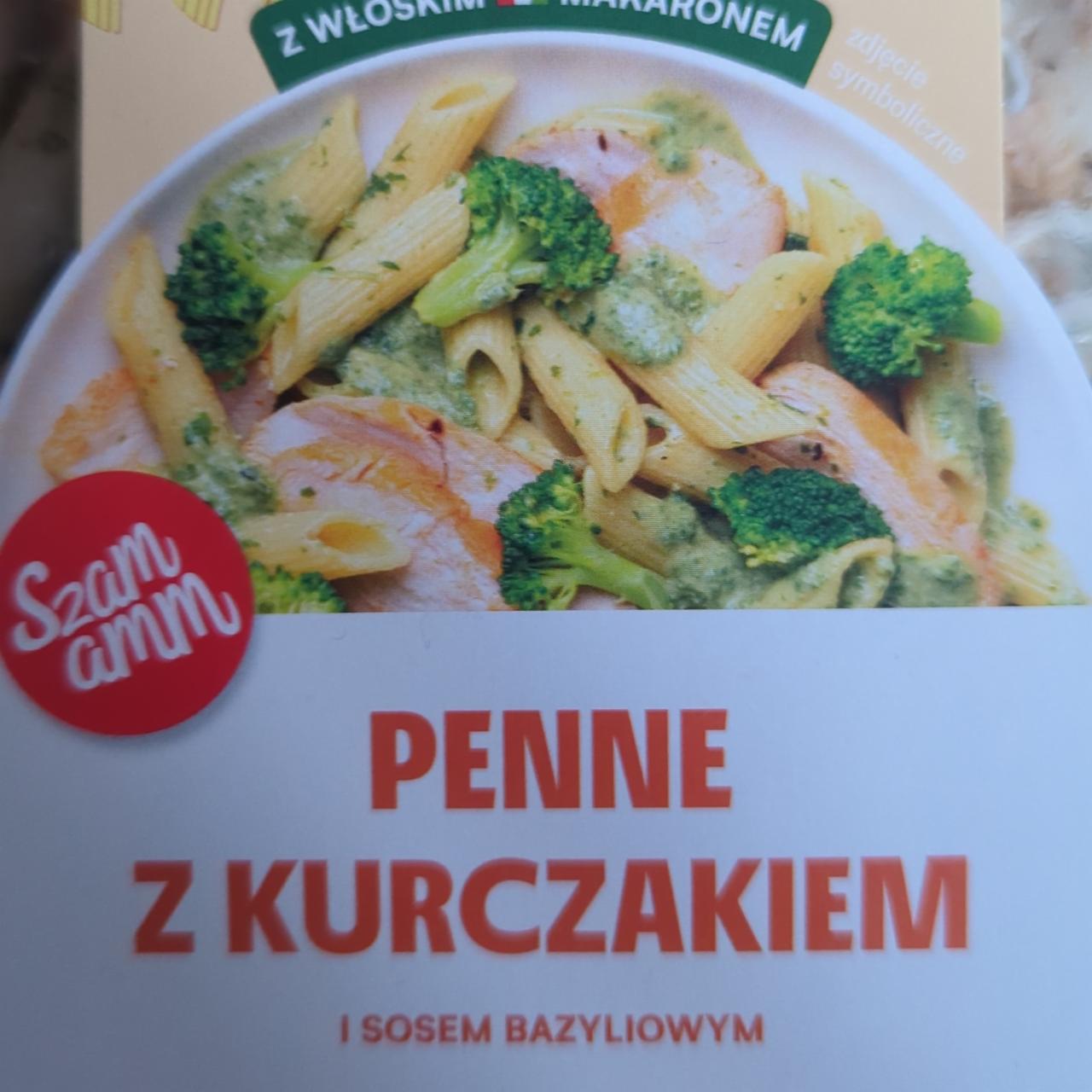 Zdjęcia - Penne z kurczakiem i sosem bazyliowym Szam amm