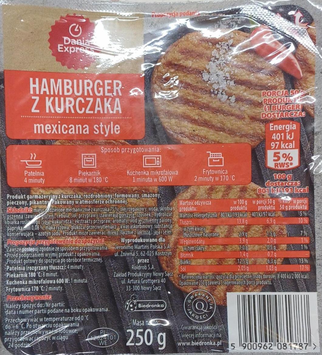 Zdjęcia - Hamburger z kurczaka mexican style Dania Express