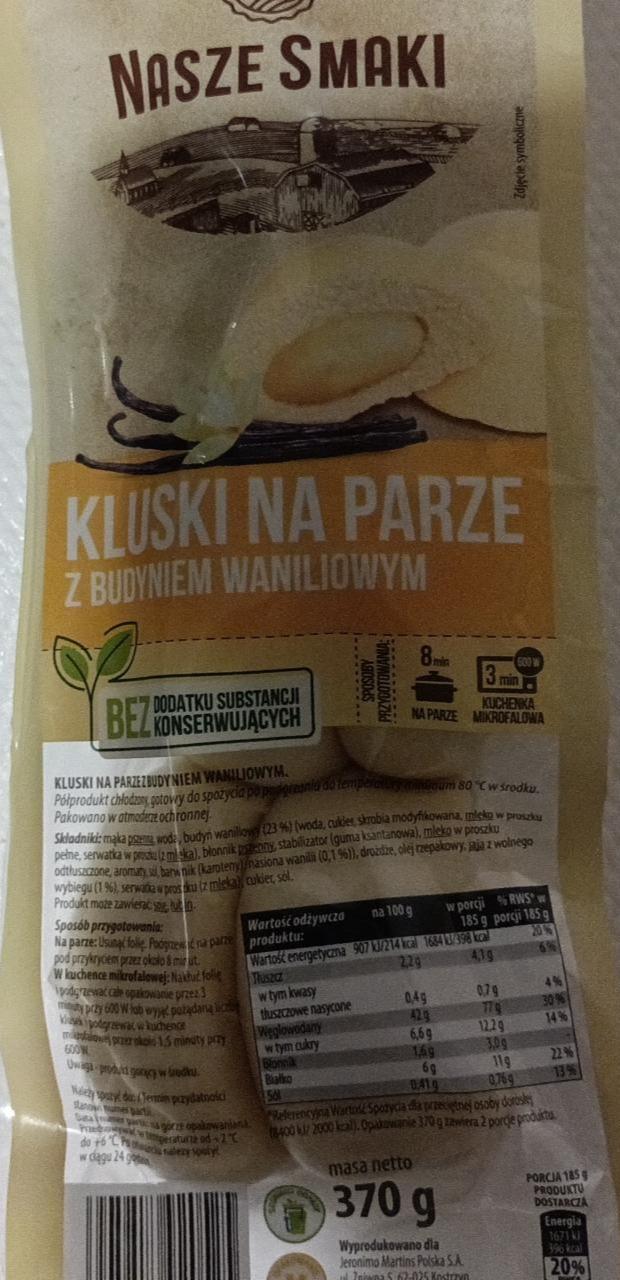 Zdjęcia - Kluski na parze z budyniem waniliowym Nasze smaki
