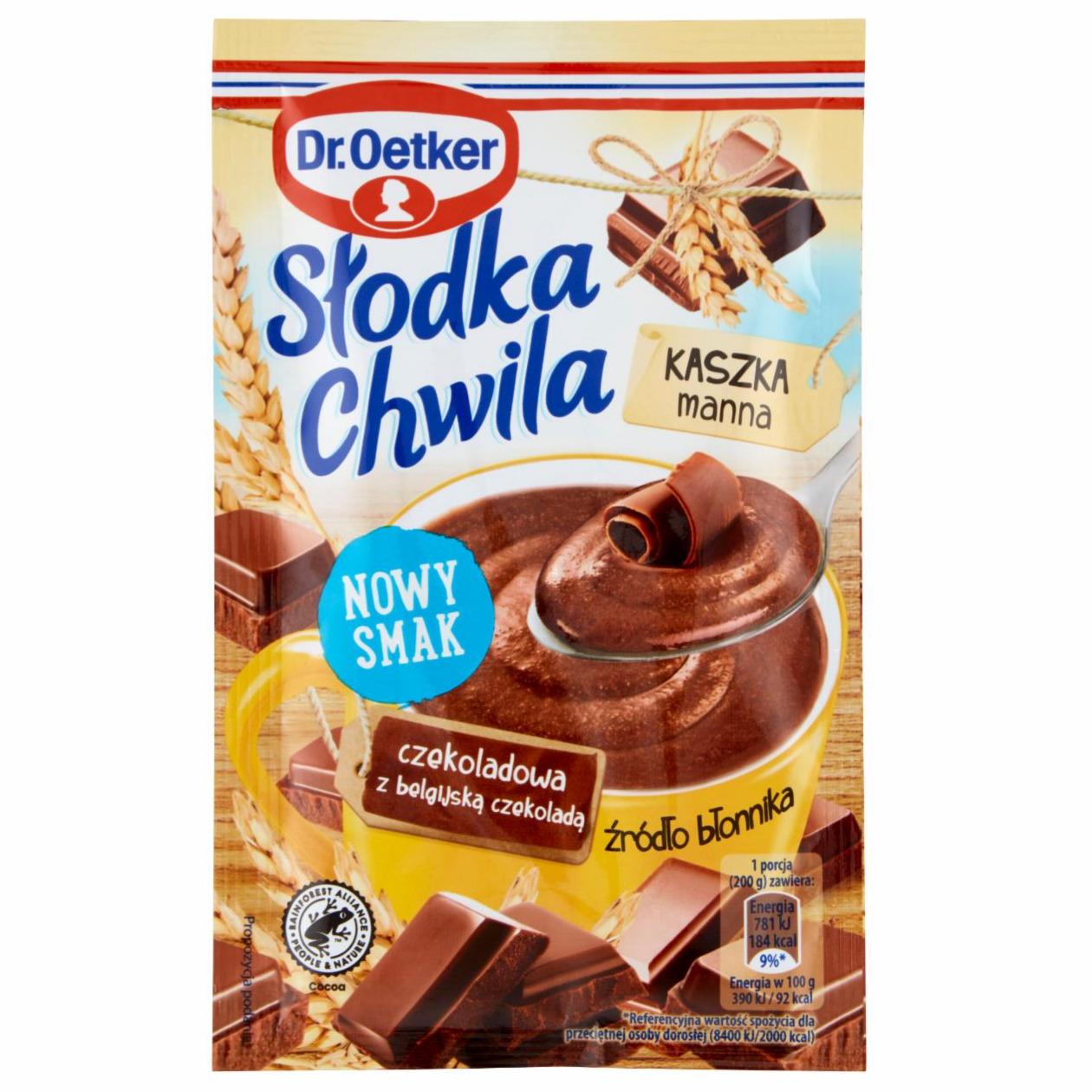 Zdjęcia - Dr. Oetker Słodka Chwila Kaszka manna czekoladowa z belgijską czekoladą 50 g