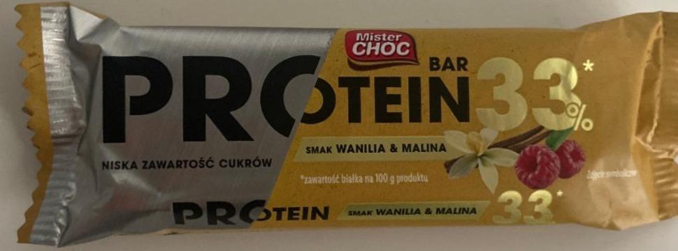 Zdjęcia - Protein bar 33% smak wanilia & malina Mister Choc