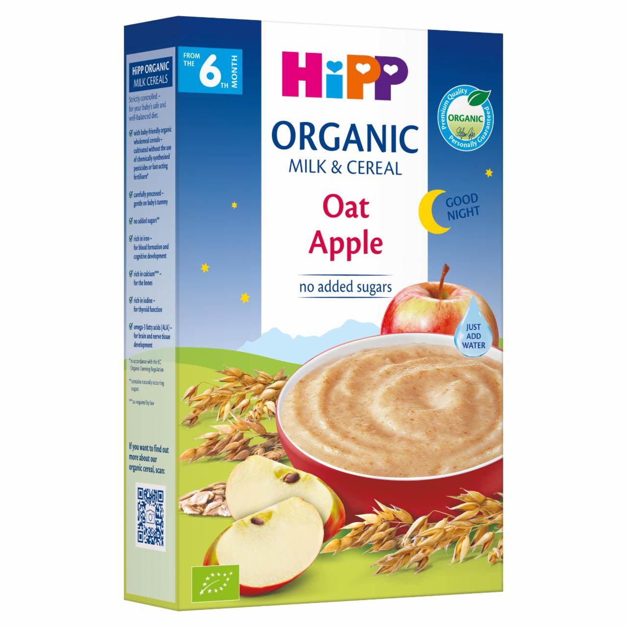 Zdjęcia - HiPP BIO Kaszka mleczno-zbożowa na dobranoc owsianka z jabłkami od 6. miesiąca 250 g
