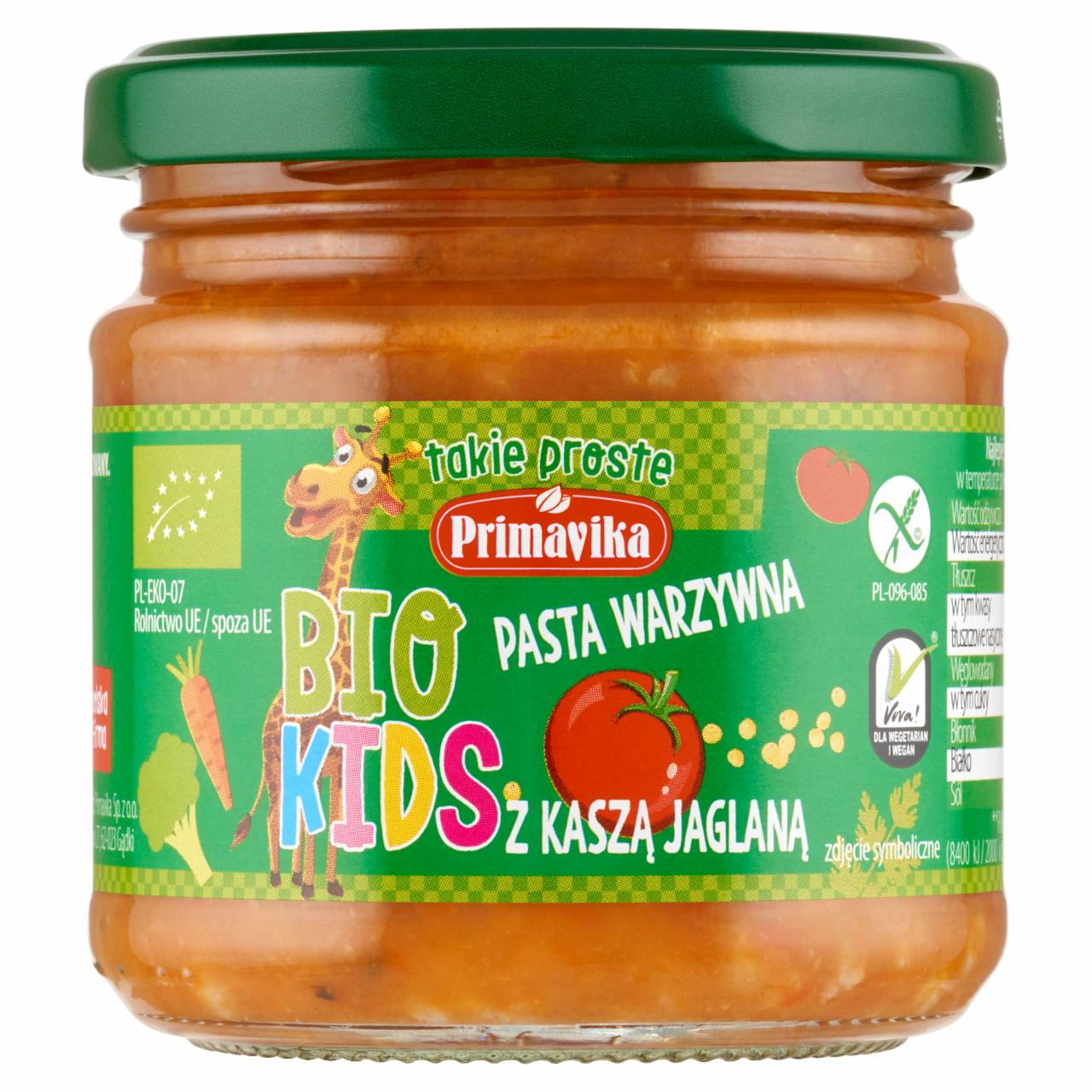 Zdjęcia - Primavika Bio Kids Pasta warzywna z kaszą jaglaną 160 g