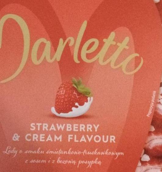 Zdjęcia - Lody o smaku śmietankowo truskawkowym z sosem i bezową posypką Marletto