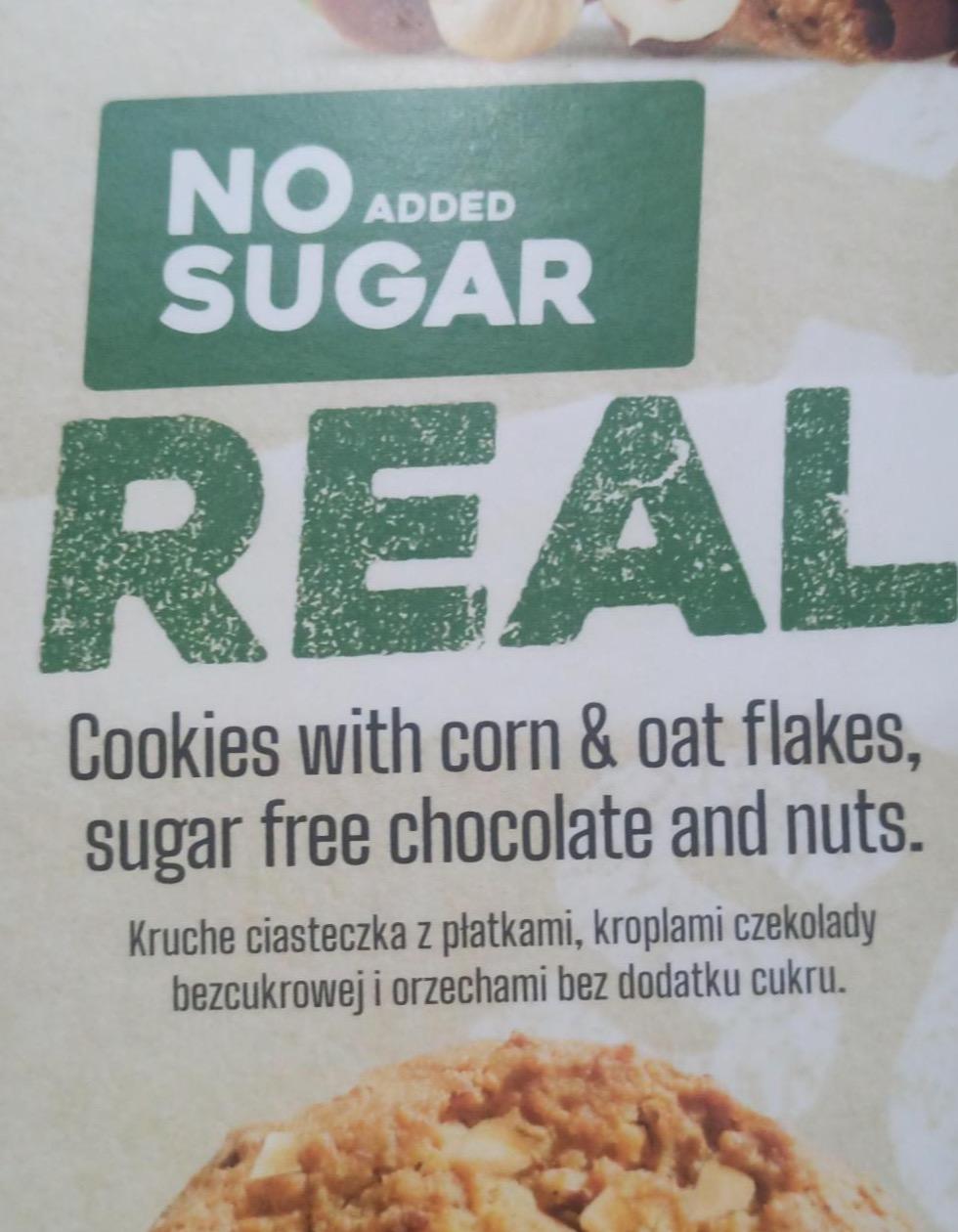 Zdjęcia - No added sugar real cookies with corn & oat flakes sugar free chocolate and nuts Złotokłos