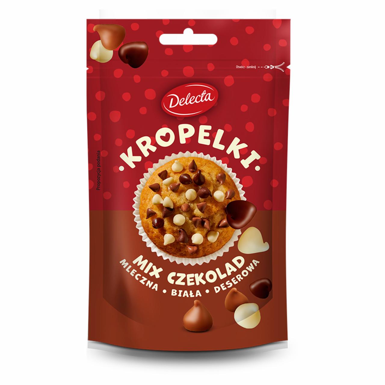 Zdjęcia - Delecta Kropelki mix czekolad mleczna biała deserowa 80 g