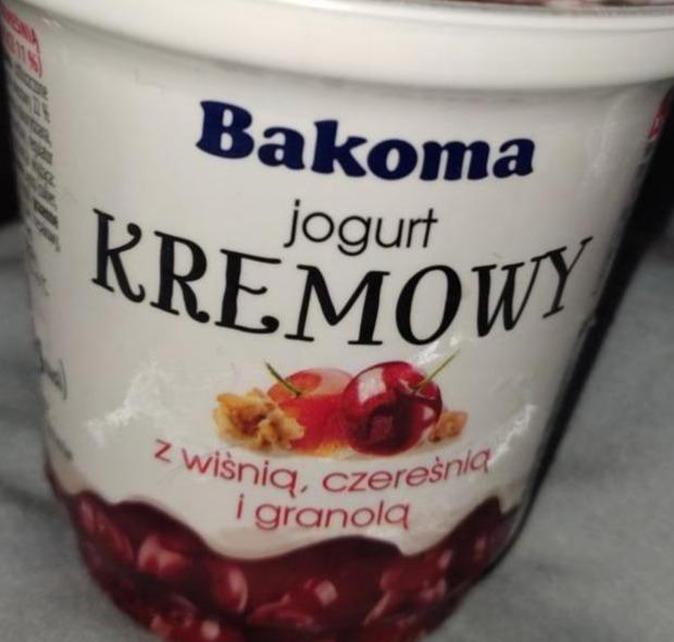 Zdjęcia - Bakoma Jogurt kremowy z wiśnią czereśnią i granolą 230 g