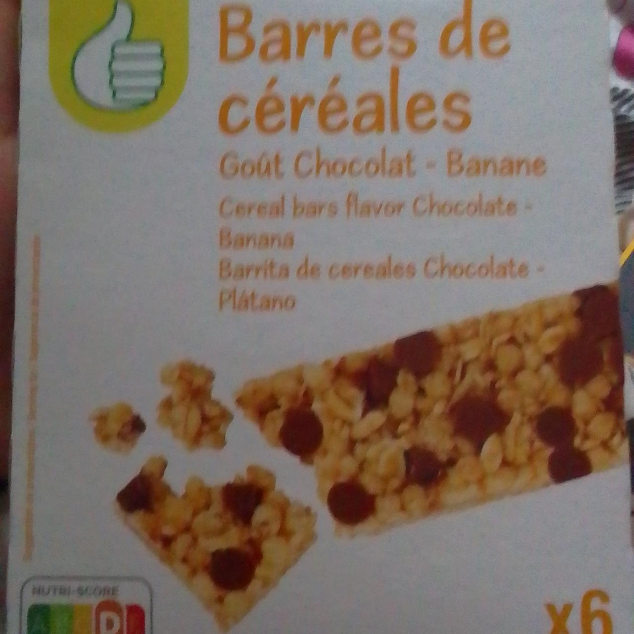 Zdjęcia - Barres céréalières goût chocolat banane Auchan