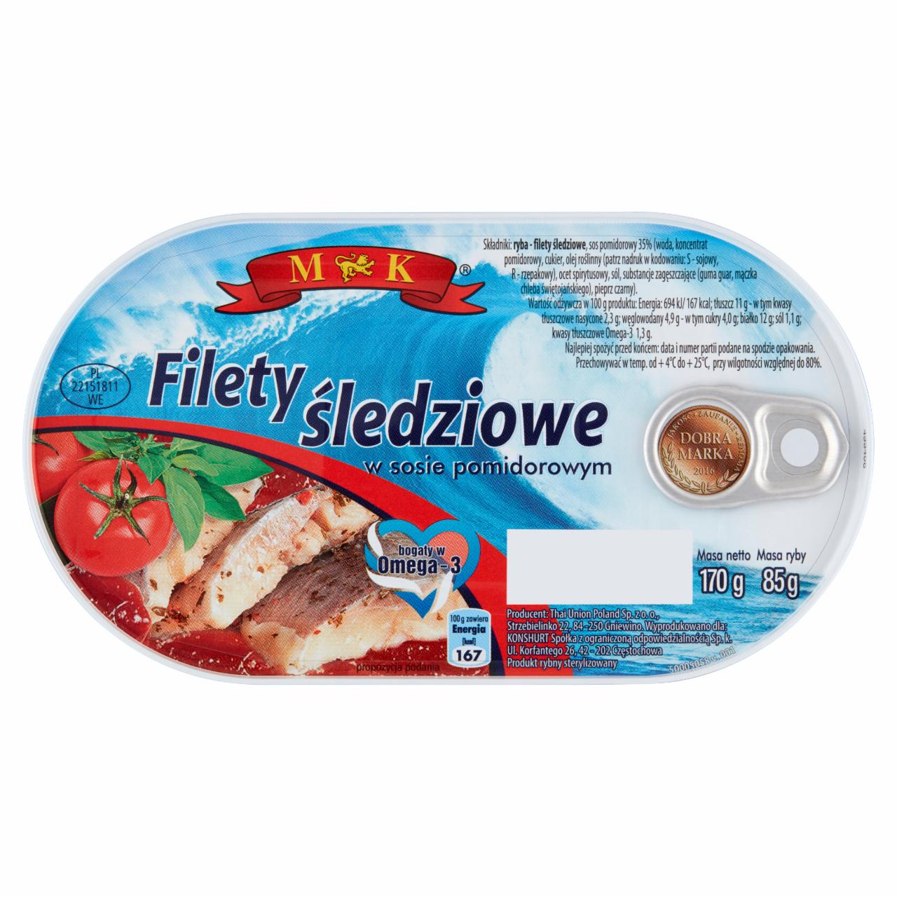 Zdjęcia - MK Filety śledziowe w sosie pomidorowym 170 g