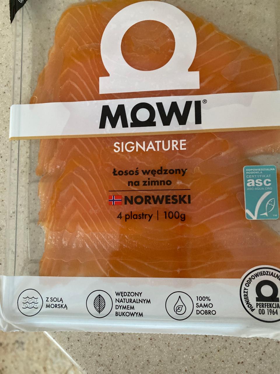 Zdjęcia - Mowi Signature Łosoś wędzony na zimno o smaku klasycznym 100 g (4 sztuki)